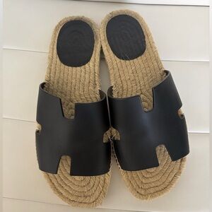 Hermès Antigua Black  Espadrille Sandals EU 43 (Run Small) | Box & Dust Bags